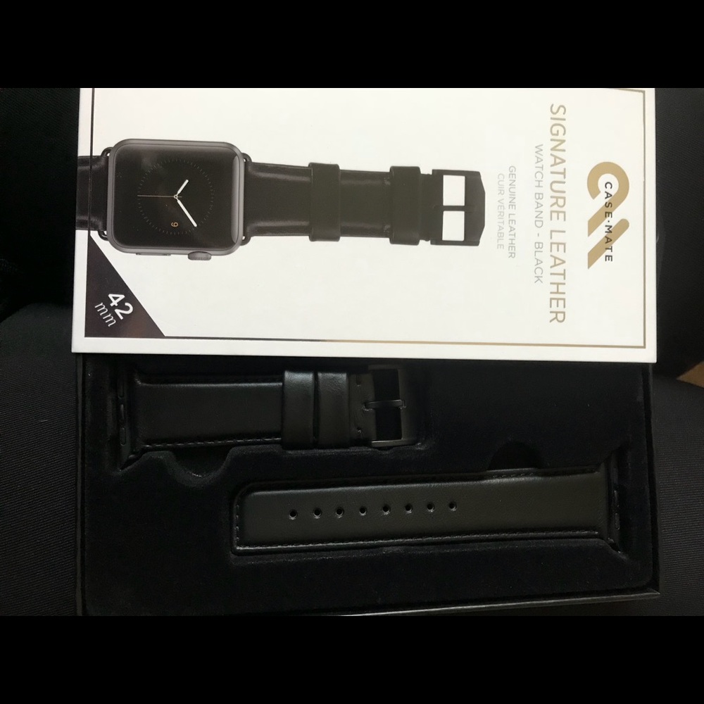 Genuine leather black 42mm Apple Watch band